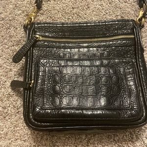 Brahmin black croc crossbody bag